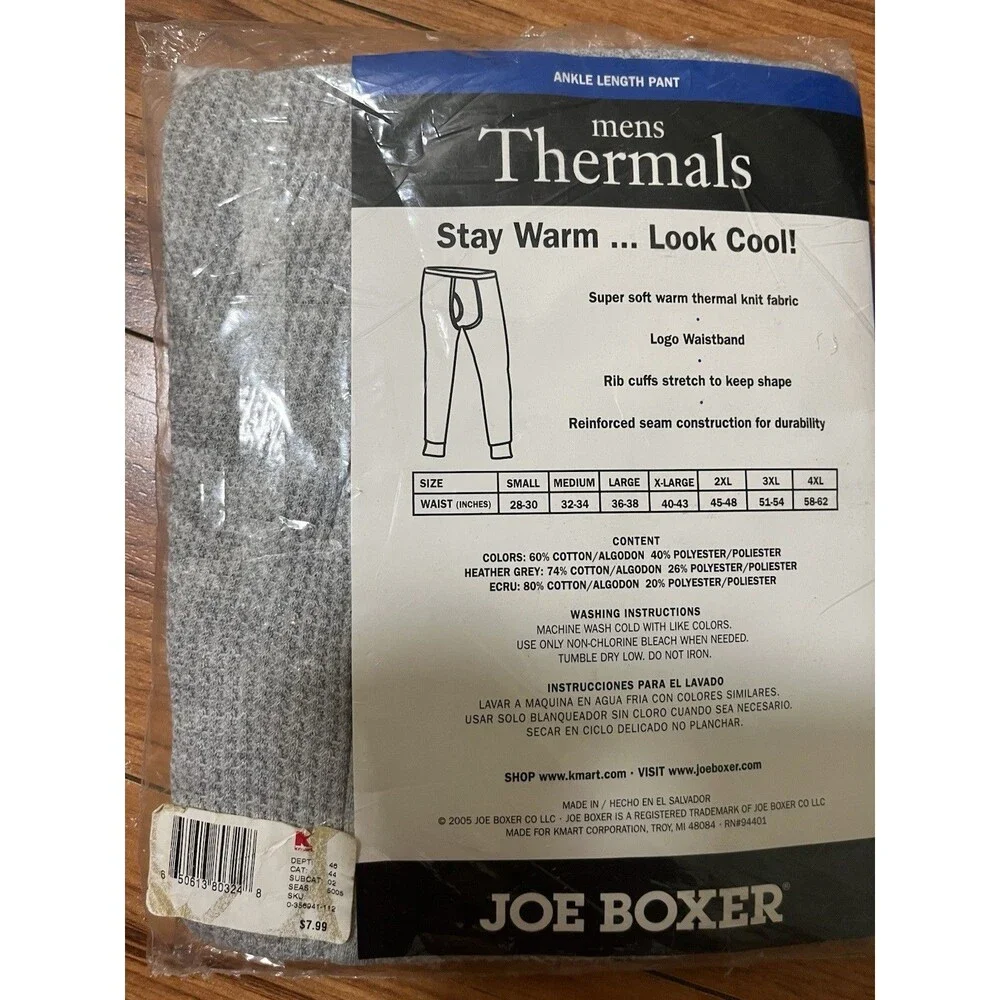 Joe Boxer’s Men VTG NOS Thermal Waffle Knit Long Johns Size M